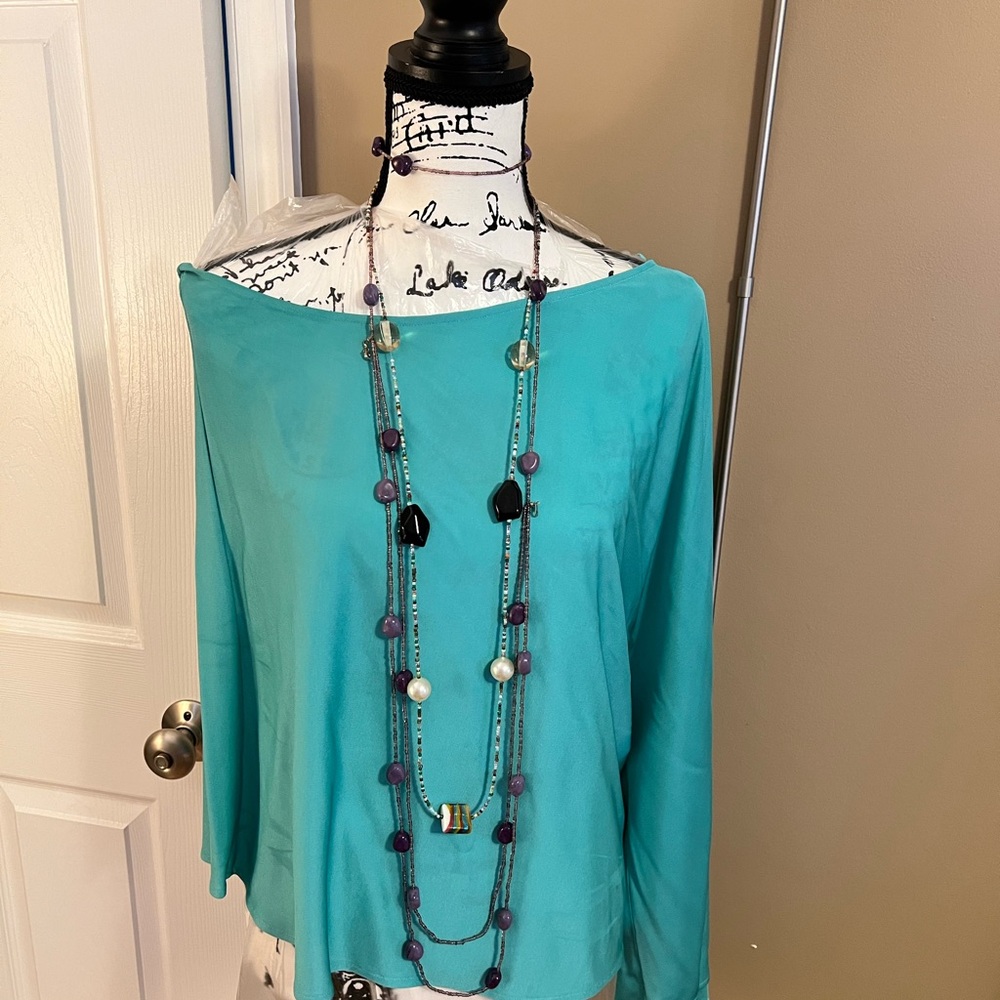 Black Label Ralph Lauren One Shoulder Top - Aqua 12